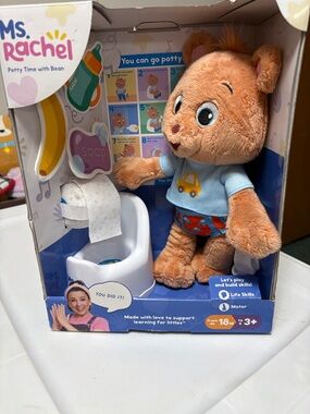 Rachel Plush Potty Bear in Light Blue Shirt and Orange-Brown Fur